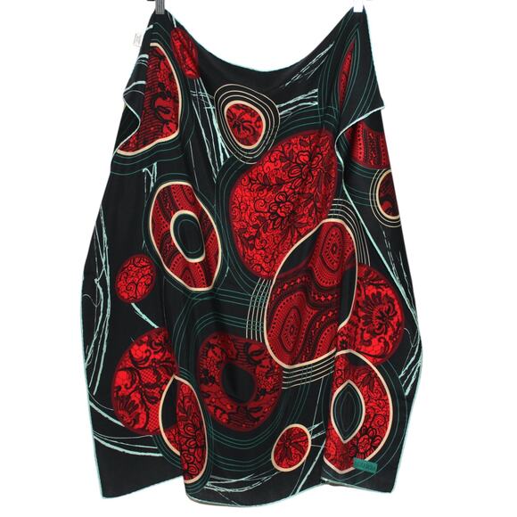 100% Silk Multi Color Patterned Square Large Scarf - Picture 4 of 4